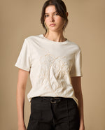 Camiseta manga corta con bordados florales para mujer - Blanco 34_101H002_BLA114202_4