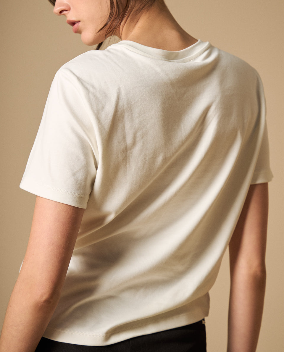 Camiseta manga corta con bordados florales para mujer - Blanco 34_101H002_BLA114202_6