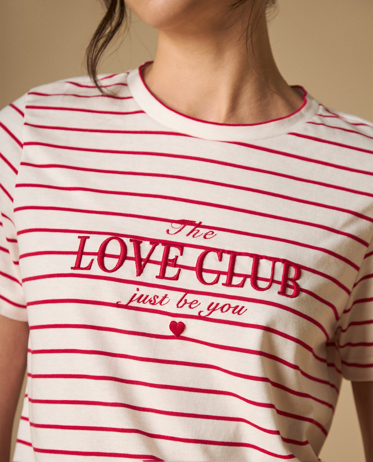 Camiseta rayas con estampado de corazones para mujer - Crudo 34_101H008_CRU110602_3