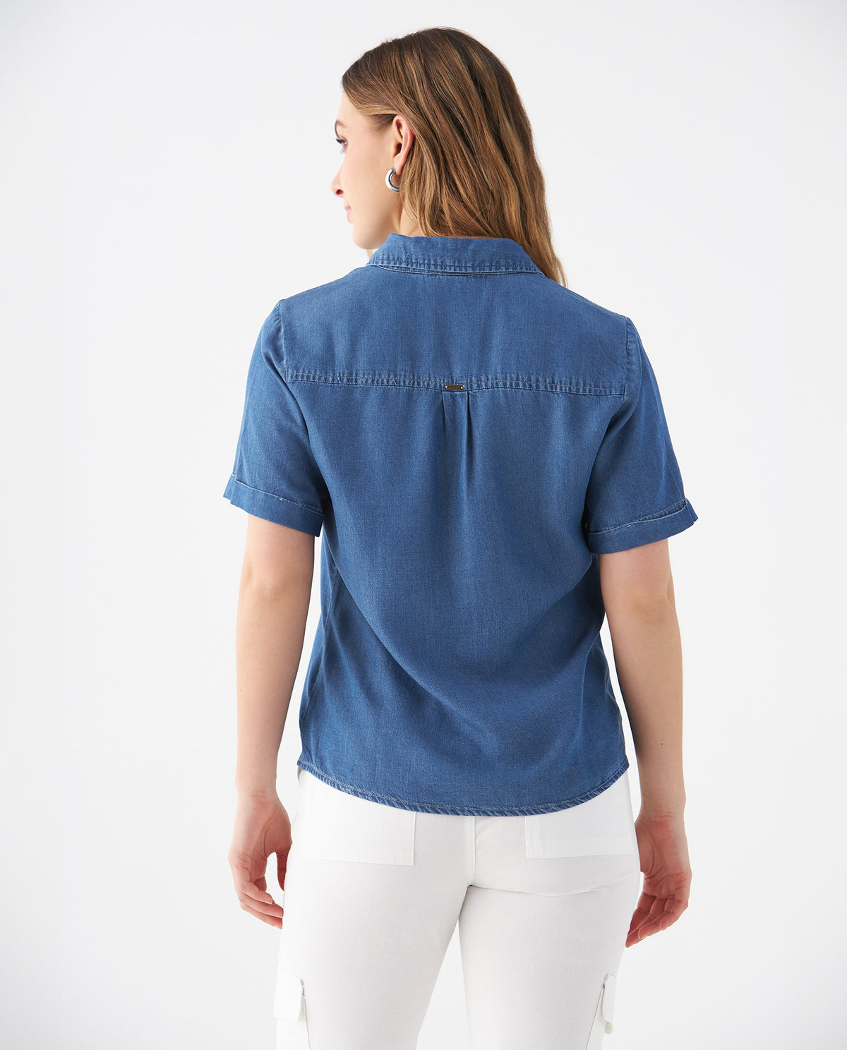 Camisa con bolsillos de parche para mujer - Azul 34_1100909_AZU174027_4