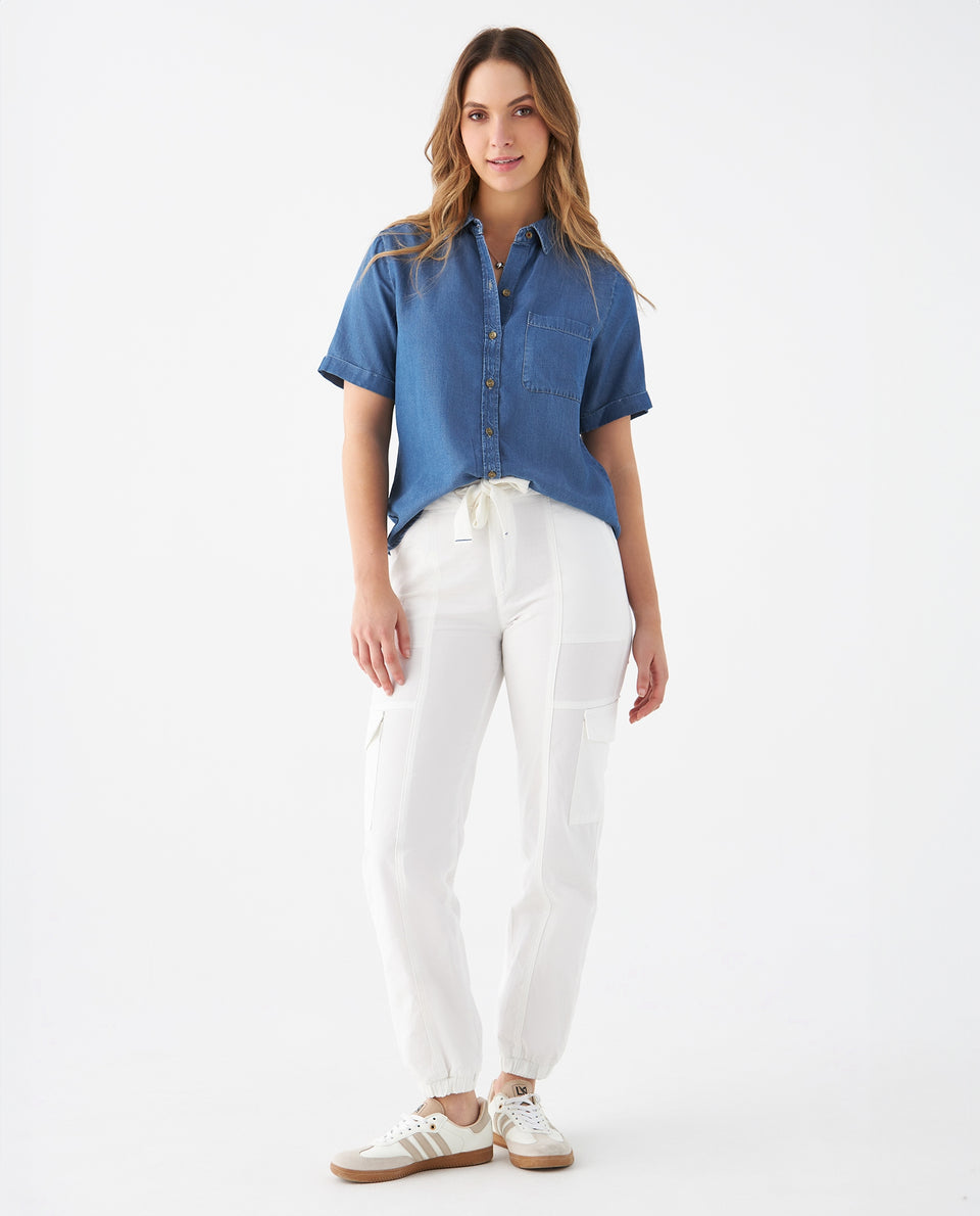 Camisa con bolsillos de parche para mujer - Azul 34_1100909_AZU174027_7