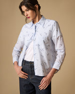 Camisa estampado texto cursivo manga larga para mujer - Azul 34_111H001_AZU134304_0
