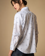 Camisa estampado texto cursivo manga larga para mujer - Azul 34_111H001_AZU134304_4
