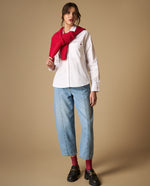 Camisa clásica con bordados tipográficos para mujer - Blanco 34_111H003_BLA110601_7