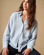 Camisa manga larga con rayas verticales para mujer - Azul 34_111H005_AZU144115_0