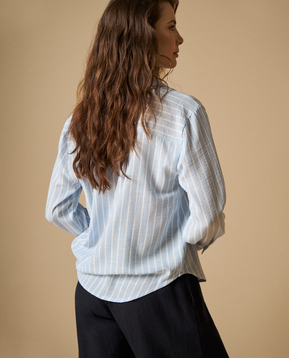 Camisa manga larga con rayas verticales para mujer - Azul 34_111H005_AZU144115_5