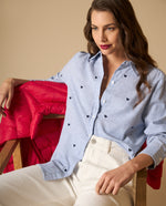 Camisa rayas con estampado de corazones para mujer - Azul 34_111H009_AZU144516_0