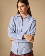 Camisa rayas con bordados pequeños para mujer - Azul 34_111H010_AZU144516_0