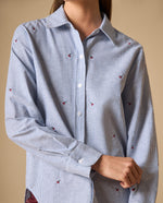 Camisa rayas con bordados pequeños para mujer - Azul 34_111H010_AZU144516_3