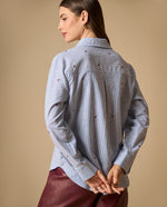 Camisa rayas con bordados pequeños para mujer - Azul 34_111H010_AZU144516_4