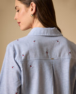 Camisa rayas con bordados pequeños para mujer - Azul 34_111H010_AZU144516_5