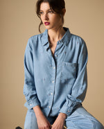 Camisa manga larga con estampado de puntos para mujer - Azul 34_111H014_AZU134110_0