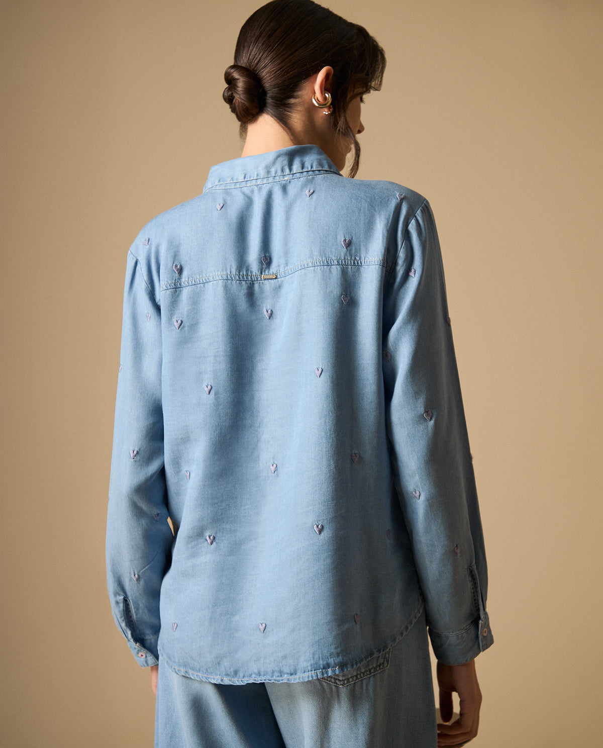 Camisa manga larga con estampado de puntos para mujer - Azul 34_111H014_AZU134110_4