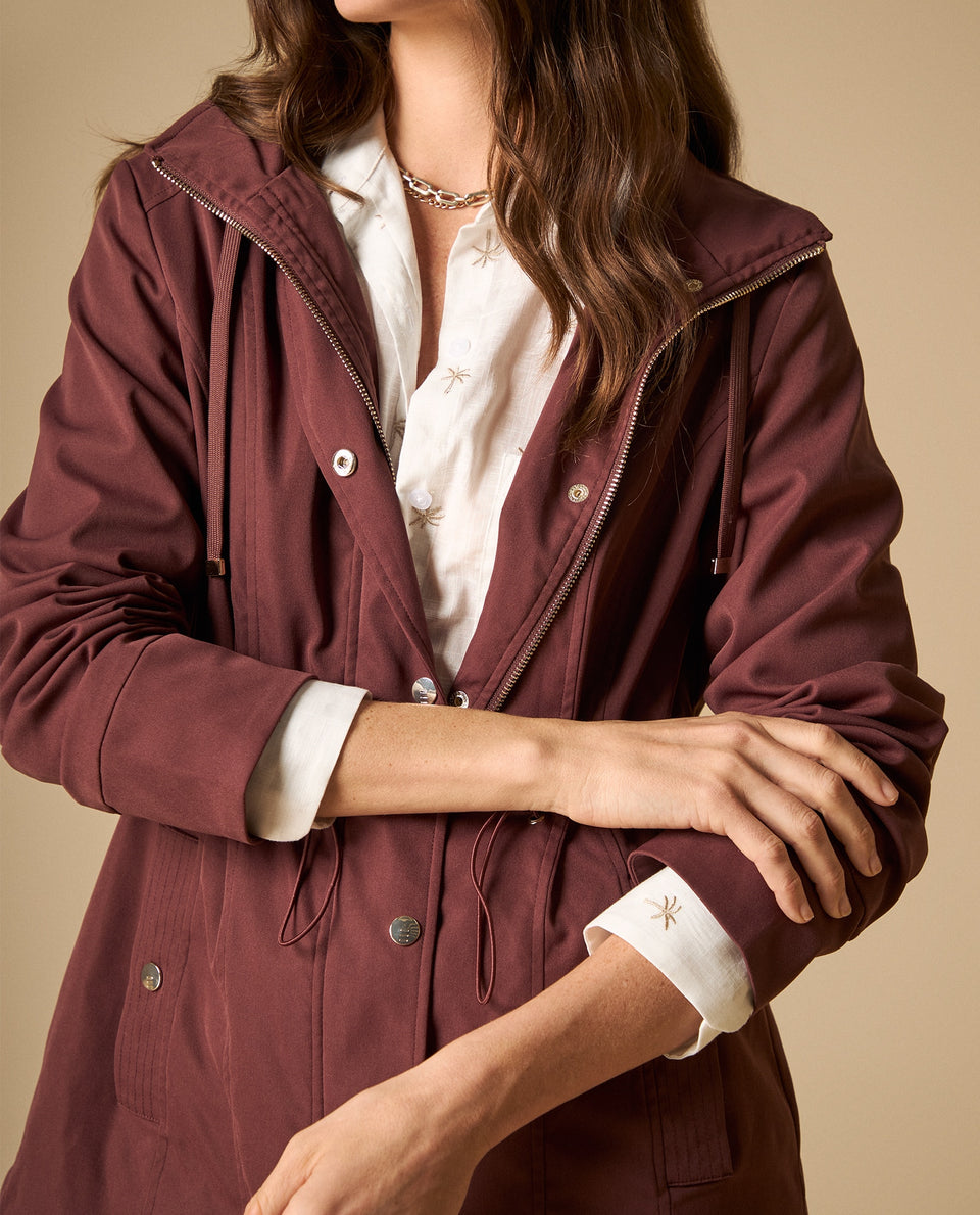 Chaqueta con capucha y cordones ajustables para mujer - Café 34_121H919_CAF181142_3