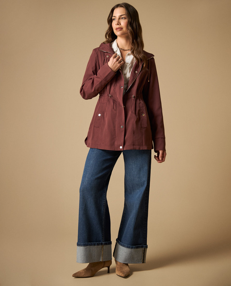 Chaqueta con capucha y cordones ajustables para mujer - Café 34_121H919_CAF181142_7