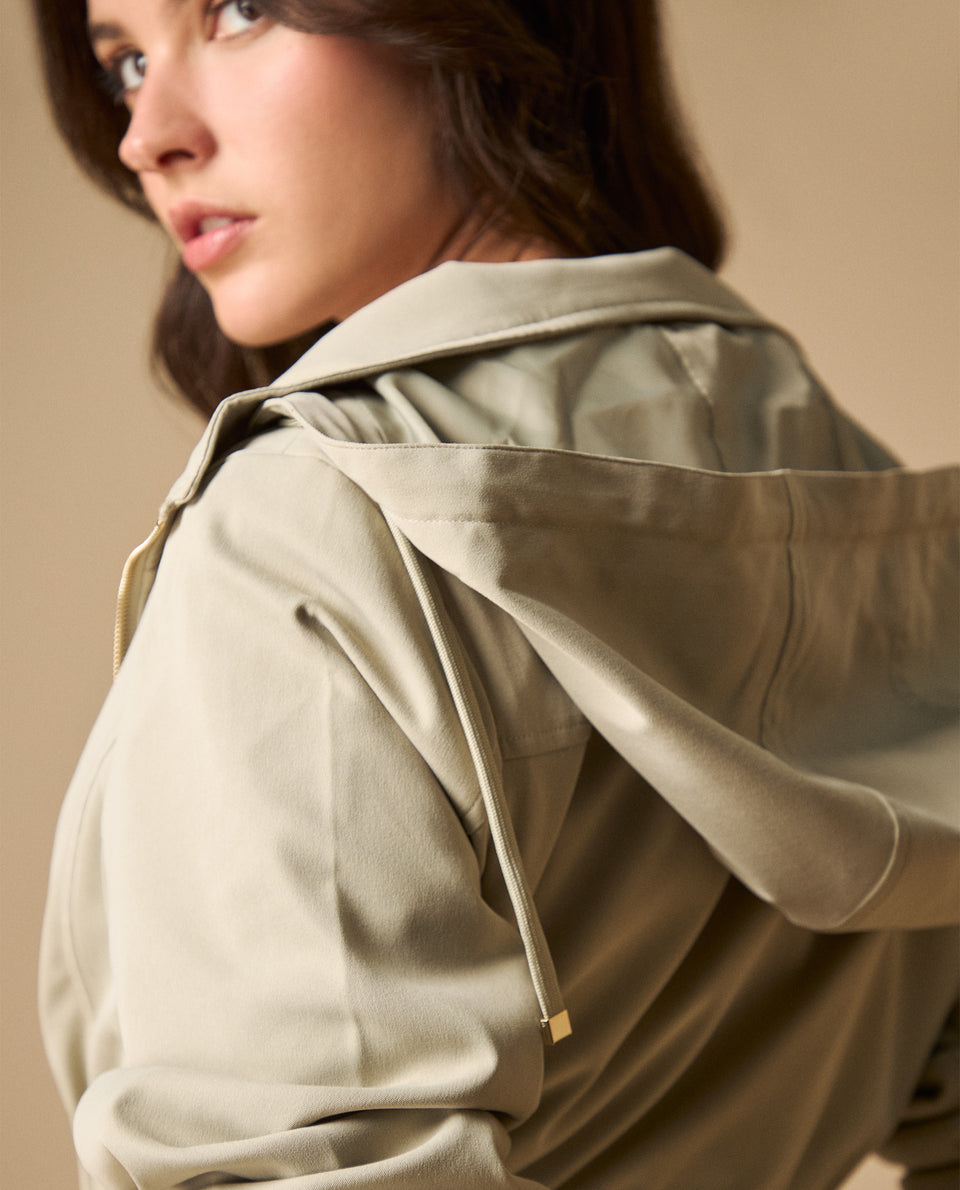 Chaqueta con capucha y cordones ajustables para mujer - Verde 34_121H919_VER170208_5