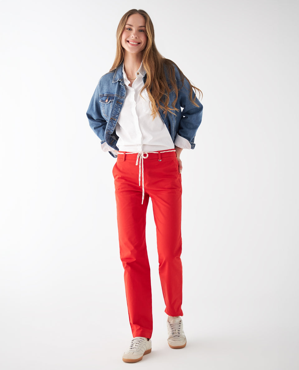 Pantalón con cinturón para mujer - Naranja 34_132F004_NAR181555_6