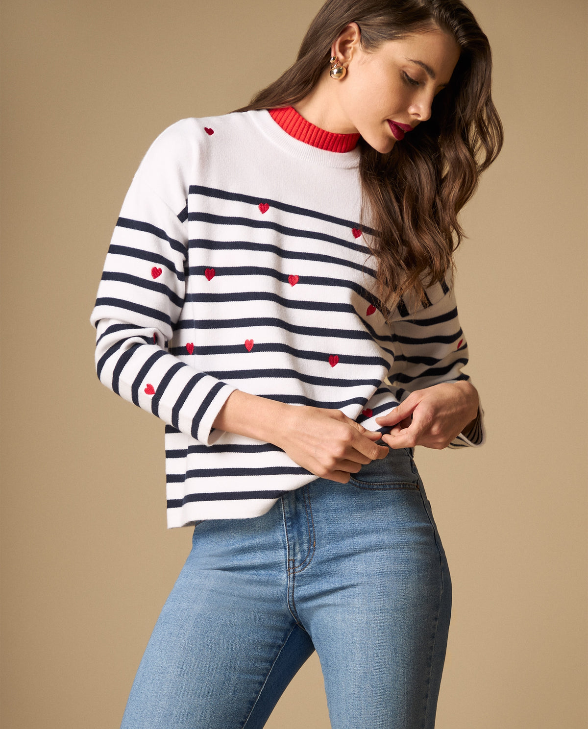 Camiseta tejida manga larga con rayas y estampado - Crudo 34_161H201_CRU110110_3