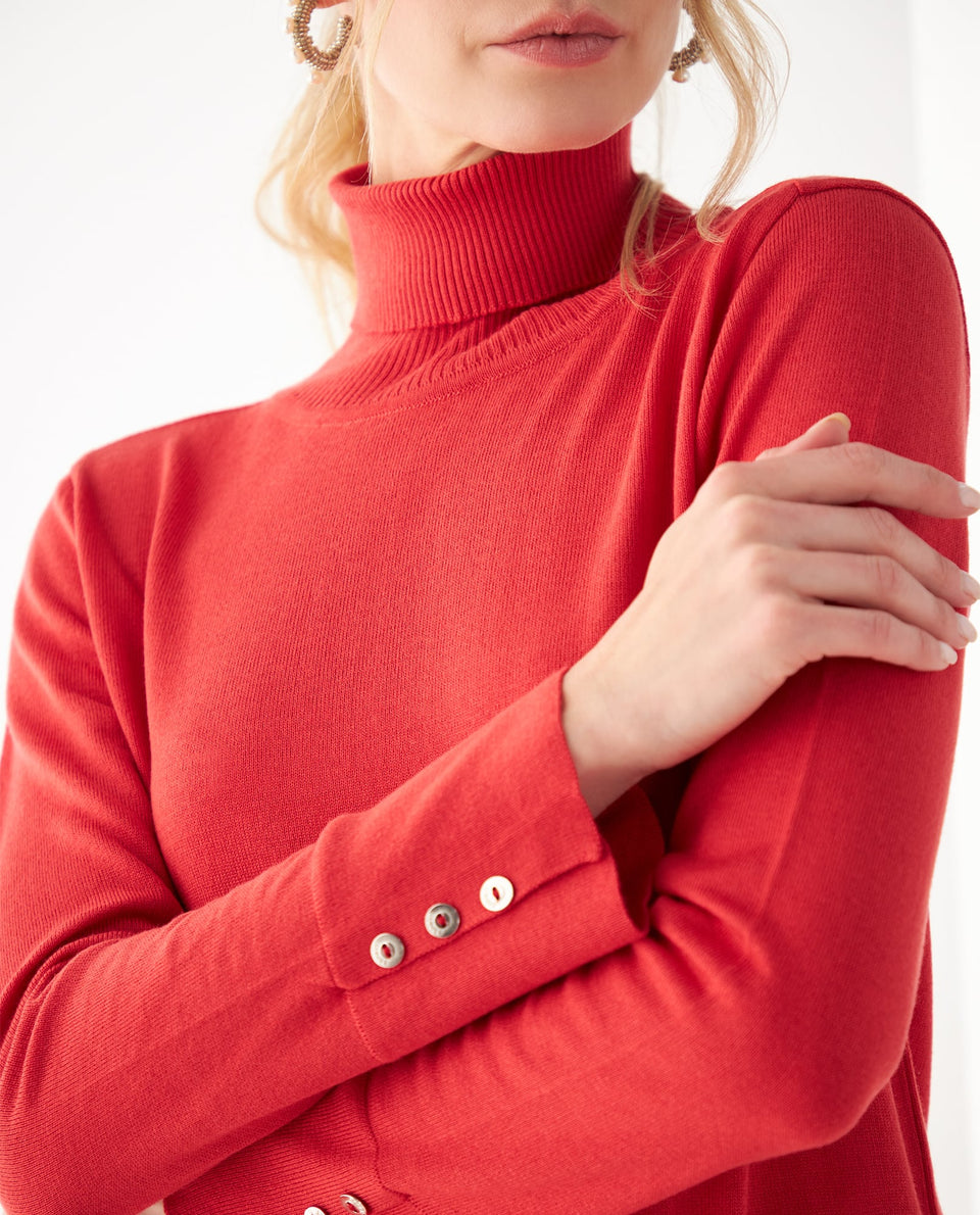 Buzo tejido cuello alto para mujer - Rojo 34_162F102_ROJ171537_3