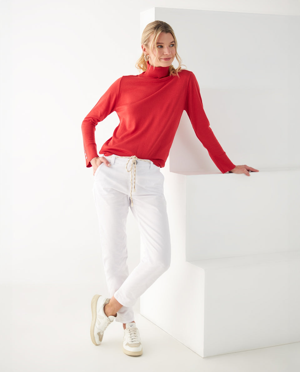 Buzo tejido cuello alto para mujer - Rojo 34_162F102_ROJ171537_6