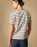 Camiseta manga corta con rayas y mensaje bordado para mujer - Crudo 34_401H007_CRU111001_5