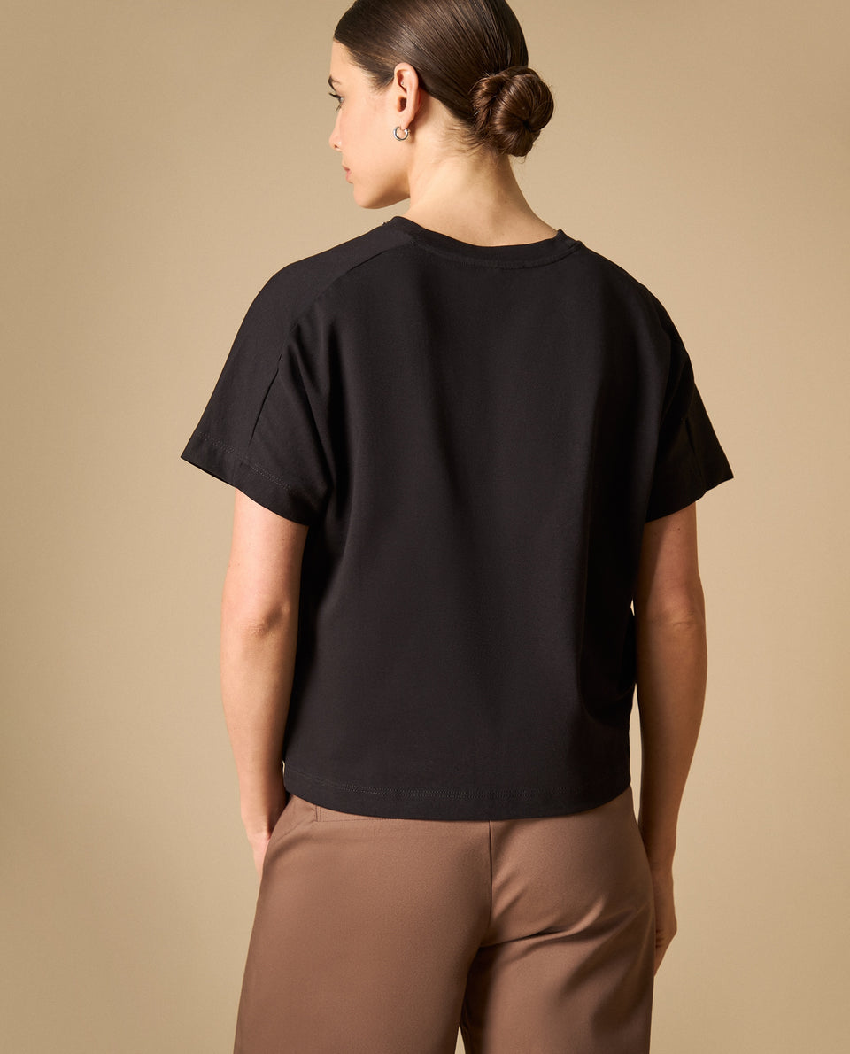 Camiseta cuello redondo con detalles metálicos para mujer - Negro 34_401H008_NEG190303_5
