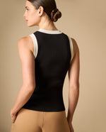 Camiseta sin mangas acanalada con ribetes contrastantes para mujer - Negro 34_401H200_NEG194218_4