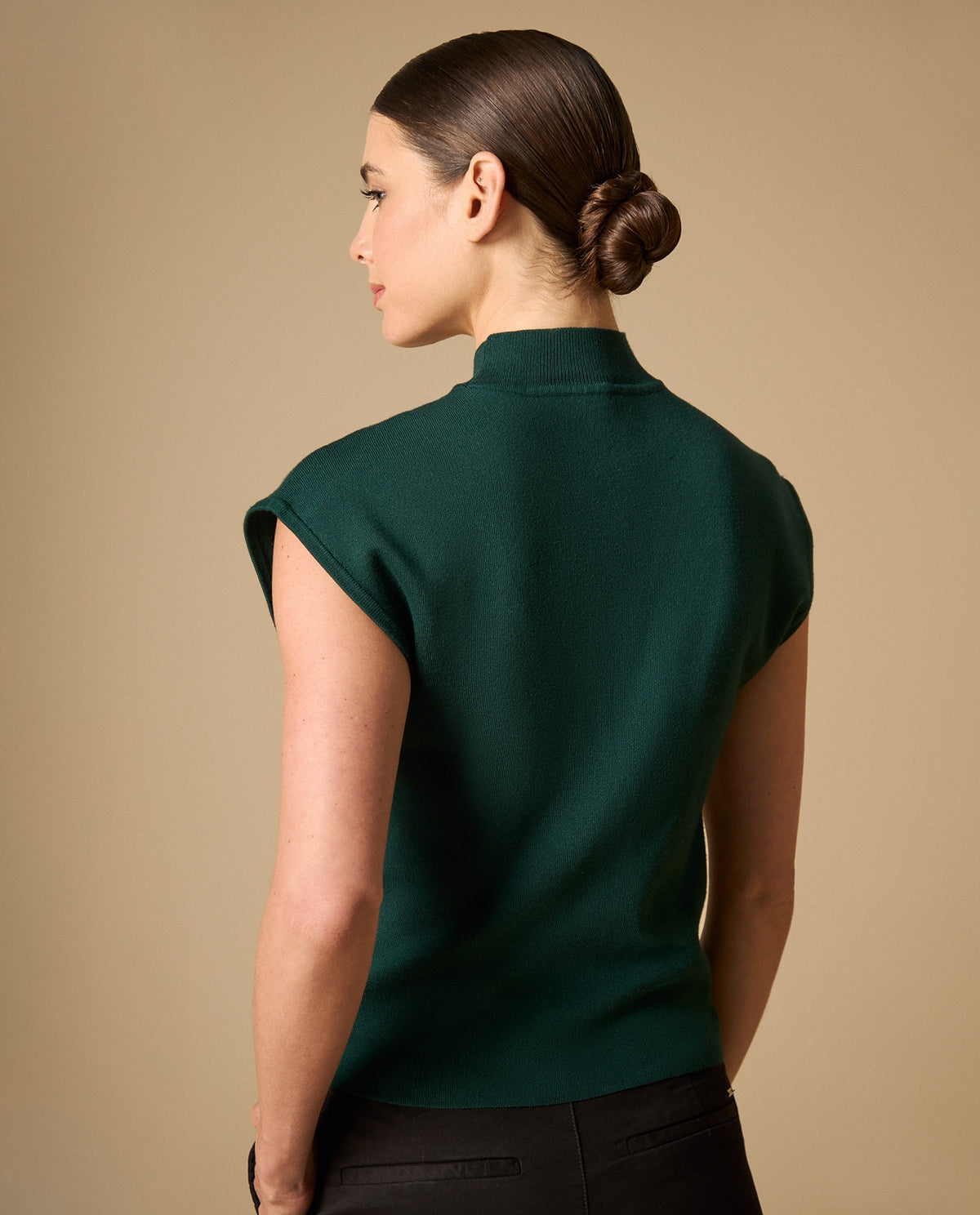Camiseta cuello alto sin mangas para mujer - Verde 34_401H201_VER175641_4