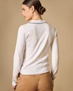Camiseta manga larga con cuello polo y ribetes contrastantes para mujer - Crudo 34_401H202_CRU111001_5