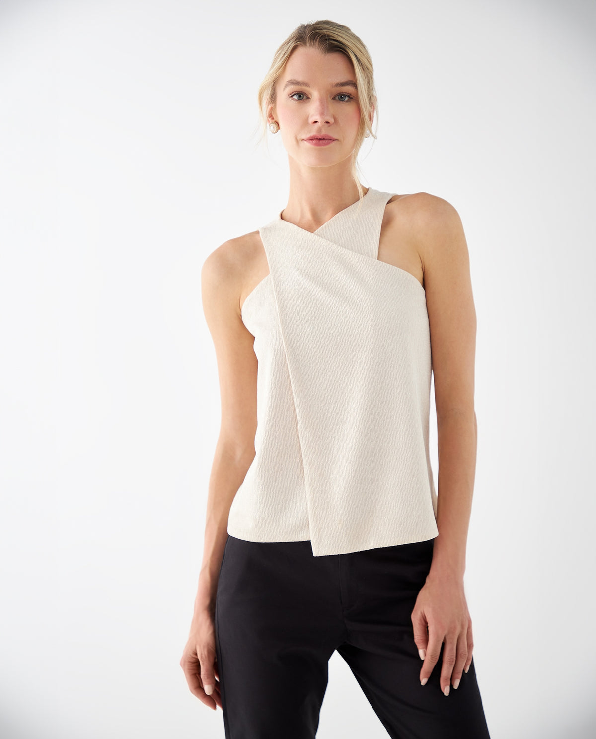 Camisa con escote cruzado para mujer - Beige 34_402F000_BEI130607_0