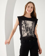 Camiseta estampada en frente para mujer - Negro 34_402F002_NEG190303_0