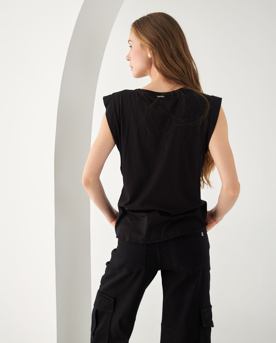 Camiseta estampada en frente para mujer - Negro 34_402F002_NEG190303_4