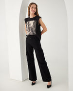 Camiseta estampada en frente para mujer - Negro 34_402F002_NEG190303_5