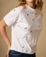 Prueba - Camiseta manga corta con bordado floral - Blanco