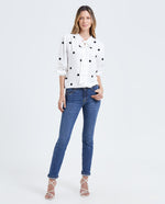 Camisa con bordado de puntos para mujer - Blanco 34_411F034_BLA114001_0