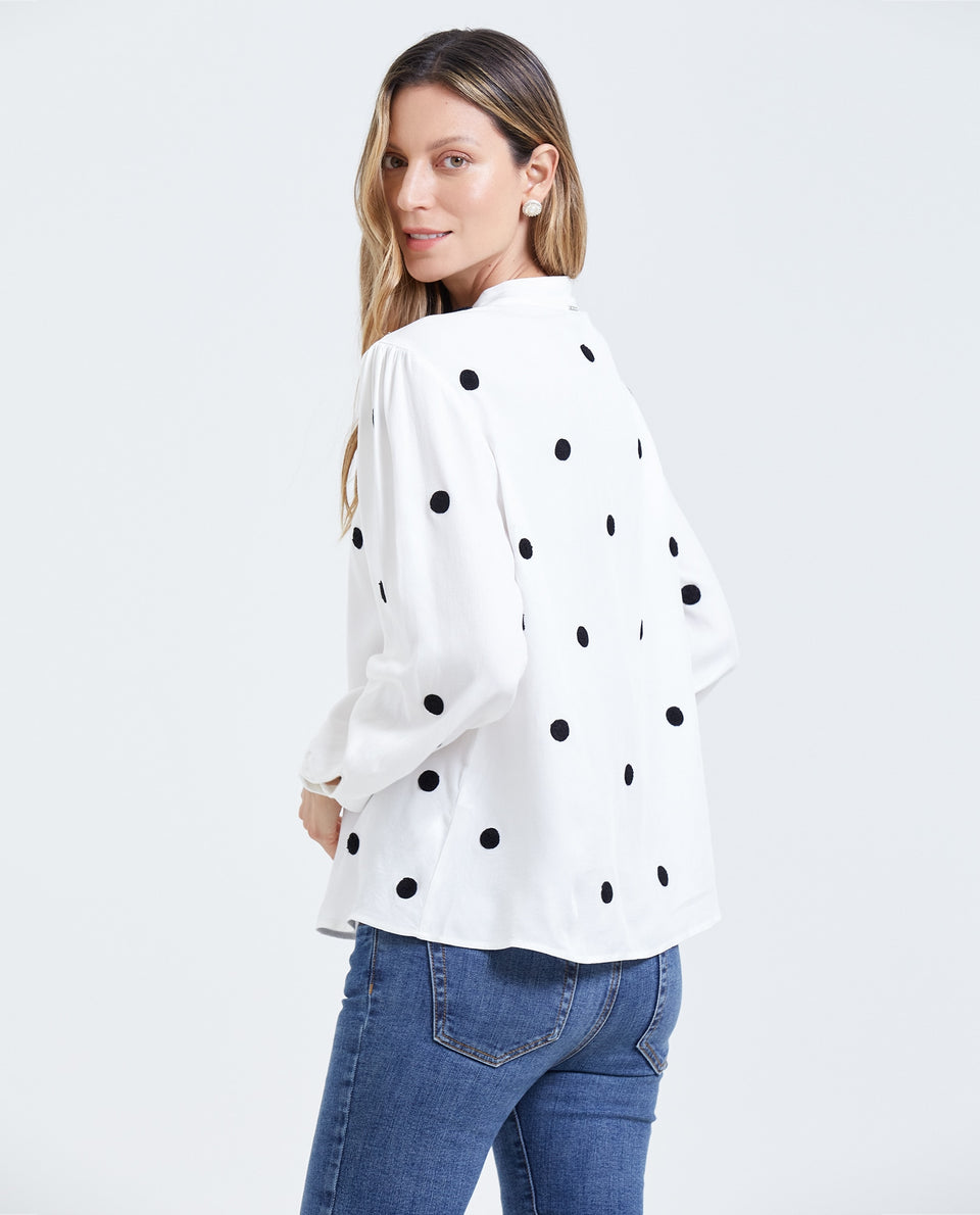 Camisa con bordado de puntos para mujer - Blanco 34_411F034_BLA114001_4