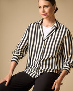 Camisa oversize con rayas verticales para mujer - Negro 34_411H000_NEG190303_3