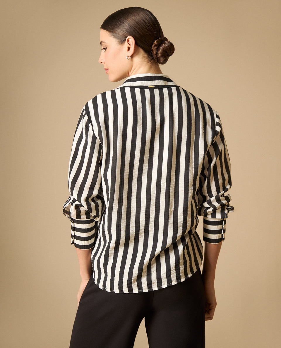 Camisa oversize con rayas verticales para mujer - Negro 34_411H000_NEG190303_5