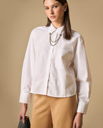 Camisa cuello clásico con cadenas doradas para mujer - Blanco 34_411H005_BLA110601_3