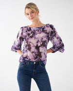 Camisa con estampado abstracto para mujer - Morado 34_412F003_MOR173725_0