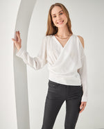 Camisa en tela tipo satín para mujer - Crudo 34_412F011_CRU110602_0