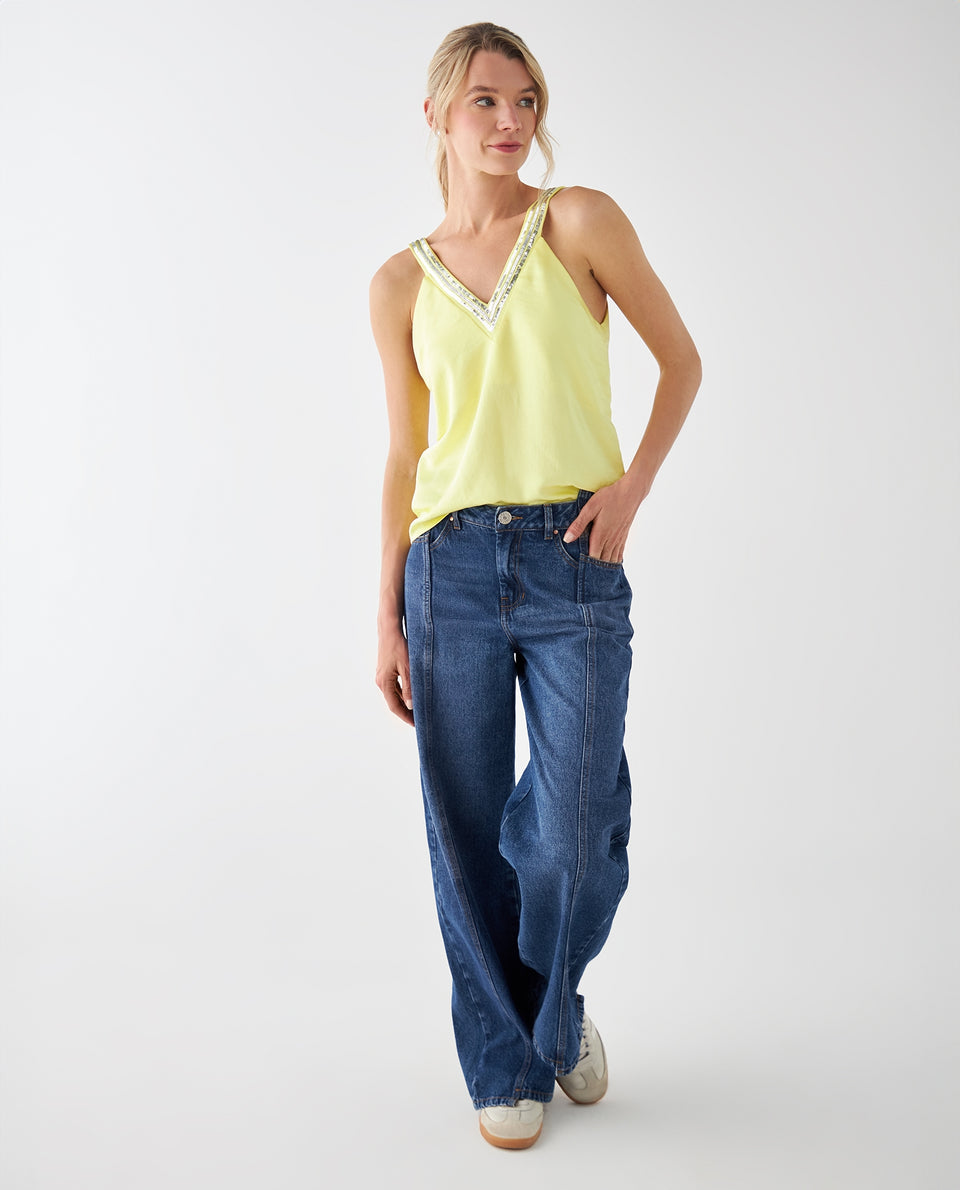 Camisa de tela fluida para mujer - Amarillo 34_412F029_AMA110622_5