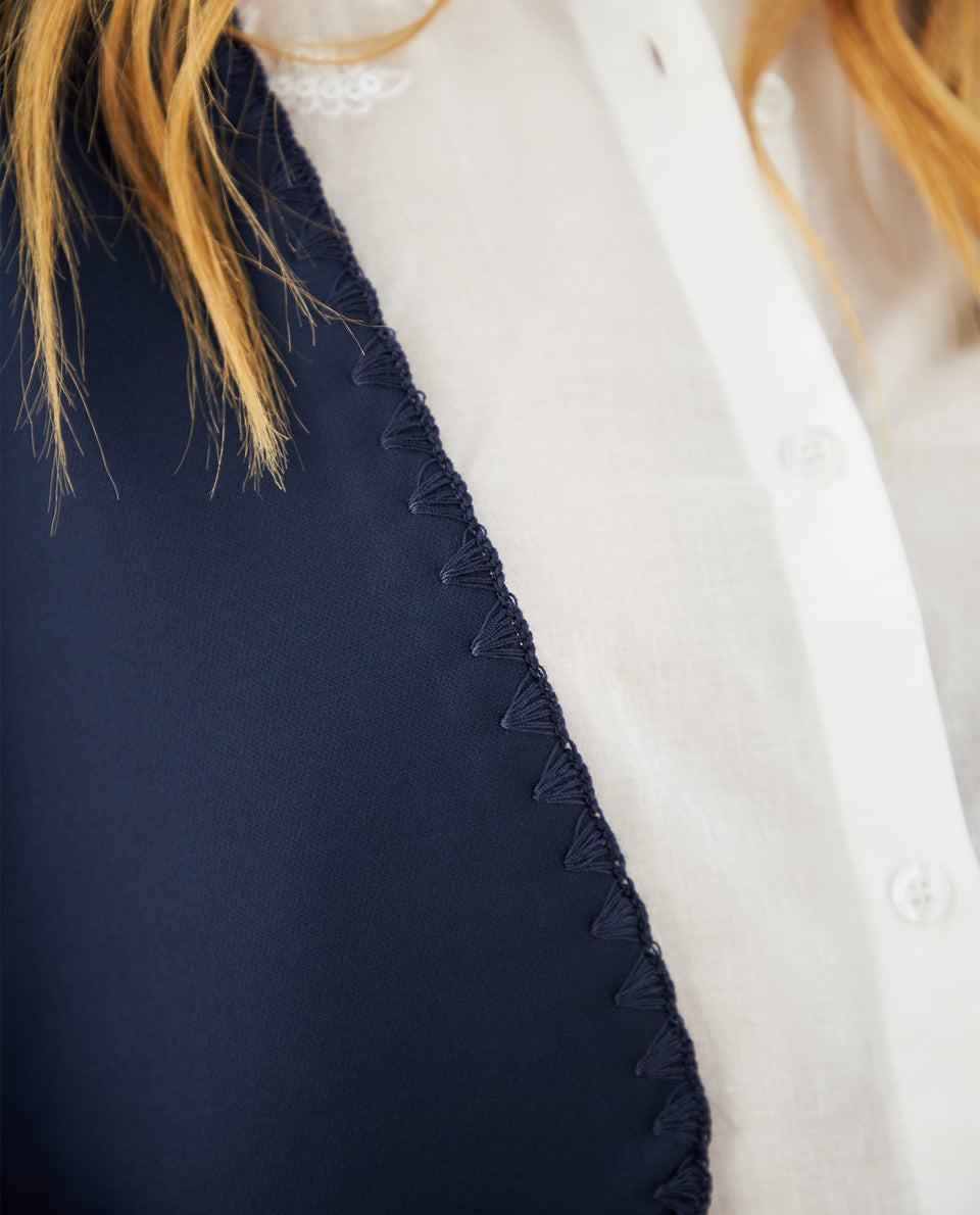 Blazer con detalles bordados para mujer - Azul 34_421F020_AZU194024_3