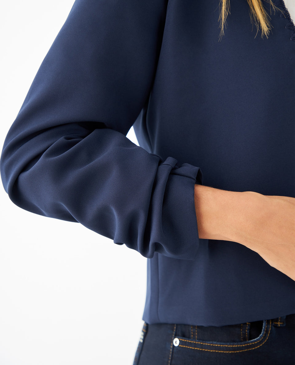 Blazer con detalles bordados para mujer - Azul 34_421F020_AZU194024_4