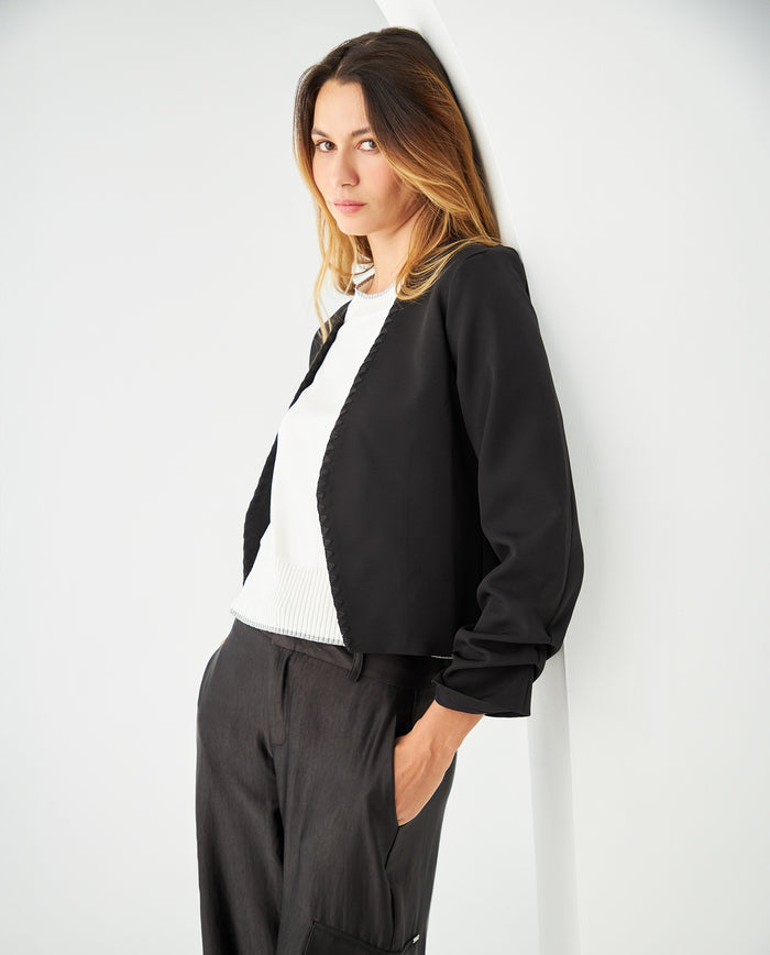Blazer con detalles bordados para mujer - Negro 34_421F020_NEG193909_0