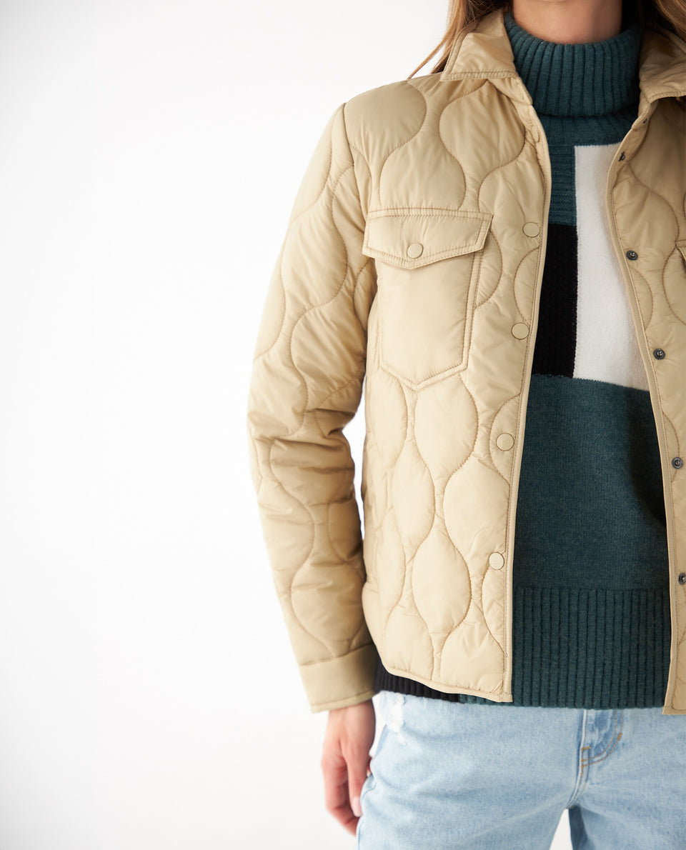 Chaqueta abullonada para mujer - Beige 34_421F200_BEI130607_3