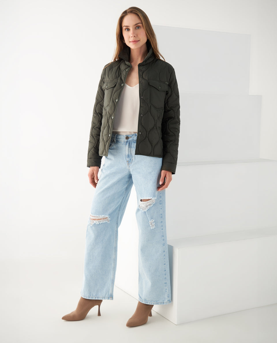 Chaqueta abullonada para mujer - Verde 34_421F200_VER160430_5