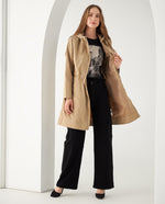 Chaqueta larga con capucha para mujer - Caqui 34_421F201_CAQ150719_6
