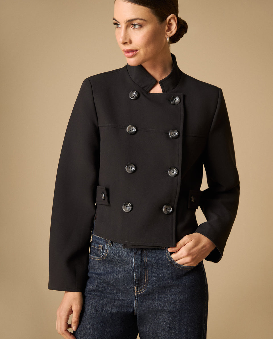 Chaqueta estructurada con botones para mujer - Negro 34_421H200_NEG190303_3