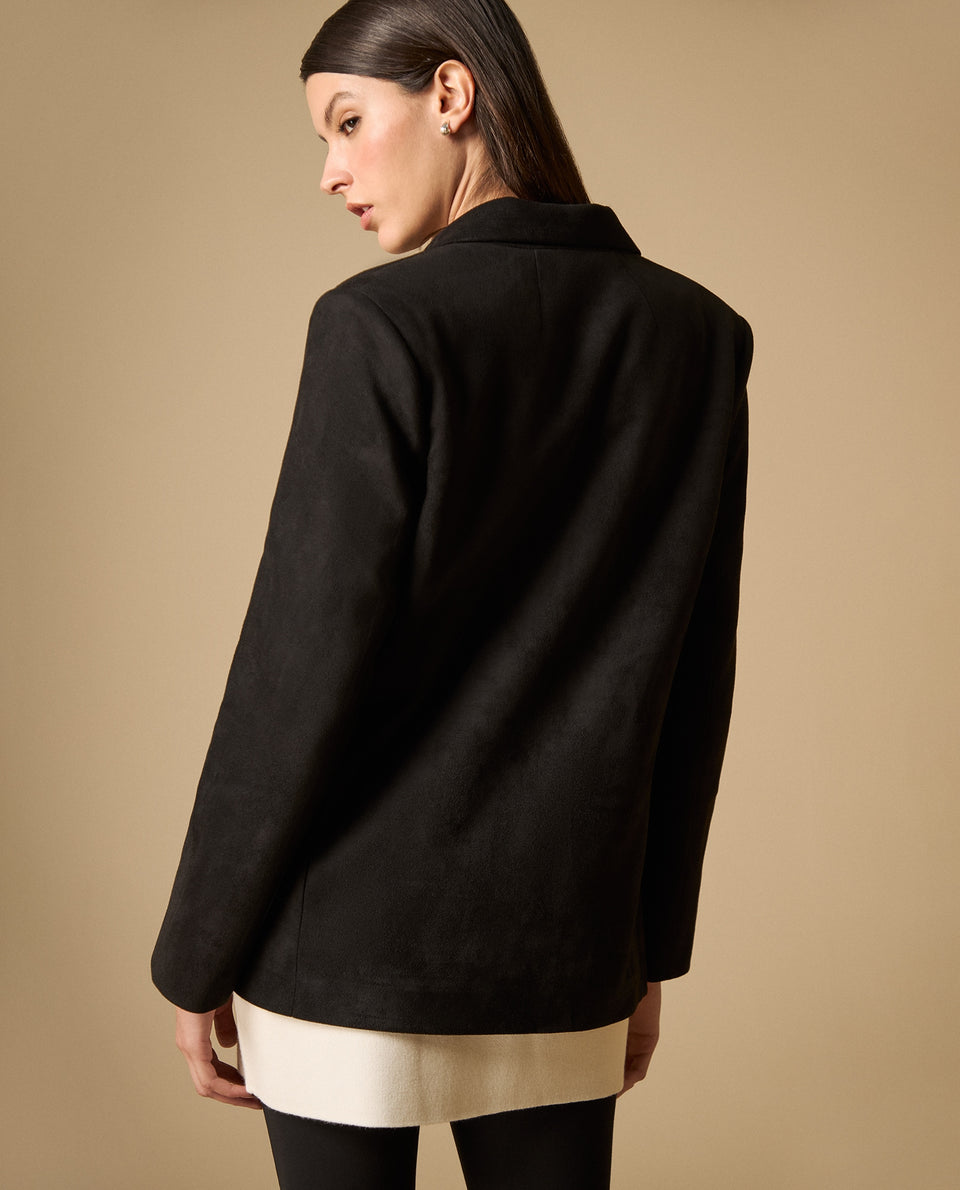 Chaqueta blazer con cinturón de tachuelas para mujer - Negro 34_421H203_NEG190303_5